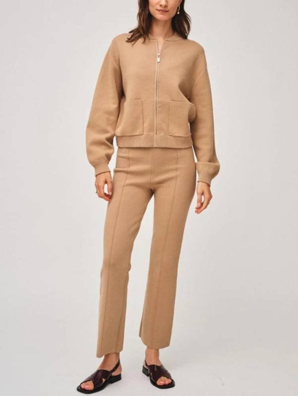 White + Warren Superfine Cotton Kick Flare Pant Camel S NWT Tan Minimalist